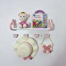 1 Prateleira coração rosa e cabideiro formatos infantil