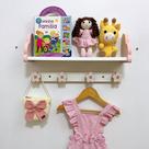 1 Prateleira nuvem rosa e cabideiro formatos infantil quarto