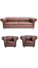 1 Sofá 1.80 + 2 Poltronas Chesterfield Luiz XV Corano Marrom / barbearia, decoração, sala, escritório , recepção