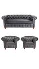 1 Sofá 2.30 + 2 Poltronas Chesterfield Luiz XV Suede Cinza Camuça /barbearia, casa, decoração,recepção, sala, escritorio