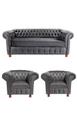 1 Sofá 2.30 + 2 Poltronas Chesterfield Luiz XV Suede Cinza Camuça /barbearia, casa, decoração,recepção, sala, escritorio
