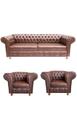 1 Sofá 2M + 2 Poltronas Chesterfield Luiz XV Corano Marrom / barbearia, escritório , recepção
