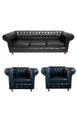 1 Sofá 2M + 2 Poltronas Chesterfield Luiz XV Corano Preto / Recapção, sala, salão de beleza, escritório