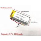 1 Unidade 102050 3,7v 1000mah Com 2 Fios 10mm X 20mm X 50mm