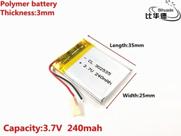 1 Unidade 302535 3,7v 240 Mah 3mm X 25mm X 35mm Com 2 Fios 1 Unidade 302535 3,7v 240 Mah 3mm X 25mm X 35mm Com 2 Fios
