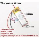 1 Unidade 601235 3,7v 160mah 6mm X 12mm X 35mm 2 Fios -