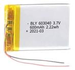 1 Unidade 603040 3,7v Com 2 Fios 600mah 6mm X 30mm X 40mm