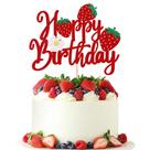 1 unidade Topo de Bolo Feliz Aniversário com Glitter e Morango para Festa Temática de Frutas, Chá de Bebê e Aniversário Infantil, Decoração de Bolo com Tema Morango e Frutas 1 unidade Topo de Bolo Feliz Aniversário com Glitter e Morango para Festa Temática de Frutas, Chá de Bebê e Aniversário Infantil, Decoração de Bolo com Tema Morango e Frutas