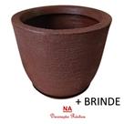 1 vaso de polietileno redondo escovado flor planta marromdecoração jardim 36,5 x 31 cm