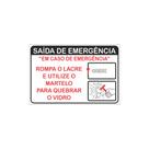 10 Adesivos - Saída de Emergência - Quebre Vidro - Martelinho 10x15 cm c/ Fundo Transparente