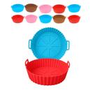 10 Assadeira Silicone Redonda Microondas Alça Forro Cesta Flexível Lavável Forno Colorida Assar Pão