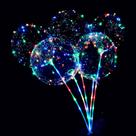10 Balão Bubble LED Transparente Com Bastão Haste FESTA
