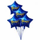 10 Balão Estrela Brasil Decorativa - Azul