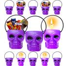 10 Baldes Mini Caveira Roxo Doces Vela Decoração Halloween