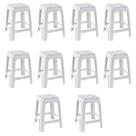 10 Banquetas Banco Plástico Resistente Branco Empilhável 46CM