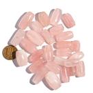 10 Barril Furado Longitudinal Pedra Quartzo Rosa 25mm Tipo B