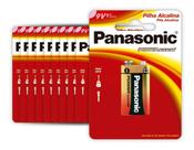 10 Bateria 9v Pilha Panasonic Alcalina Original Atacado