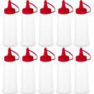 10 Bisnagas Plásticas Flexível para Lanchonetes Frascos de Molhos Ketchup Bico Vermelho