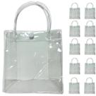 10 Bolsa Transparente Grande 40x30 Sacola PVC Plástica Botão Praia Impermeável Sacolinha Alça Transporte Aniversário Cor