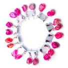 10 Brinco Cesta Amarrada Pedra Ágata Rosa Prateado