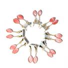 10 Brinco Navete Cherry Rosa Ranhurado Acabamento Dourado