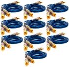 10 Cabo RCA Blindado 1 Metro Plug Metal Banhado Ouro Atacado
