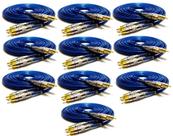 10 Cabo RCA Blindado 5 Metros 5mm Plug de Metal Banhado Ouro
