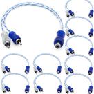10 Cabo Y RCA Blindado 1 Femea 2 Macho Injetado Azul 4mm