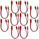 10 Cabos Rca 2 Machos Para Som Automotivo Injetado Vermelho
