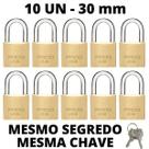 10 Cadeado Pado 30mm mesmo segredo