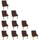 10 Cadeiras de Jantar Suede Pés Palito Castanho Cor Marrom