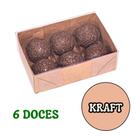 10 Caixas Kraft Basic Para 6 Doces C4659 Tampa Acetato Simples Versátil Presente Ideia