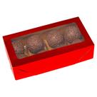 10 Caixas Laminada Vermelha Para 8 Doces C4680 Com Visor Acetato Presente Metalizada Ideia