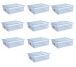 10 Caixas Plásticas C/ Tampa Organizadora Multi Uso 8 Litros