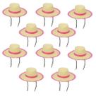 10 Chapéus Tranças Palha Infantil Mocinha Festa Junina Rosa