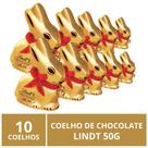 10 Coelhos de Chocolate, Lindt Gold Bunny, Páscoa, 50g
