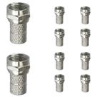 10 Conector F Coaxial Macho RG6 Crimpar Foxlux Rosqueável