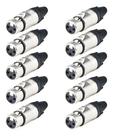 10 Conector Xlr Canon Fêmea Metálico Mic Dmx Lu71221 Luminos