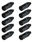 10 Conector Xlr Canon Macho Mic Dmx Preto Lu71226bk Luminos