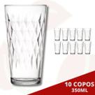 10 Copo de Vidro Vitrage Transparente 350ML Nadir Suco Água