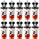 10 Copos Canudo Orelhas Mickey 500ml para Infantil Lembrancinha Sacola Surpresa