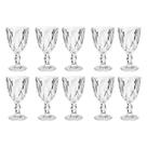 10 Copos Transparente Taças Diamante 300ml Para Agua Vinho