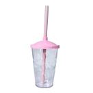 10 Copos Twister Com Tampa e Canudo Cristal Colorido 400ml