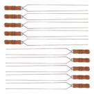 10 Espetos Duplo 70cm De Inox Com Cabo Madeira - Resistente