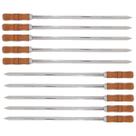 10 Espetos Espada 60cm De Inox Cabo Madeira - Resistente