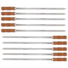 10 Espetos Espada 70cm De Inox Cabo Madeira - Resistente