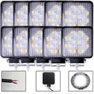 10 Farolete De Milha Led Quadrado 9 Leds 27w Off Road 4x4 10 Farolete De Milha Led Quadrado 9 Leds 27w Off Road 4x4