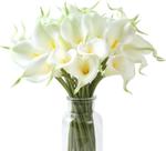 10 Flores Realistas Buquê de Noivas Copo de Leite Branco