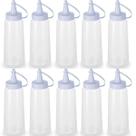 10 Frascos Plásticos para Molhos 250ml Tubo Bisnaga de Maionese Ketchup Transparente Plasvale