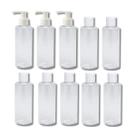 10 Frascos Potes Viagem Shampoo Creme 7 Fliptop 3 Pump 100ml